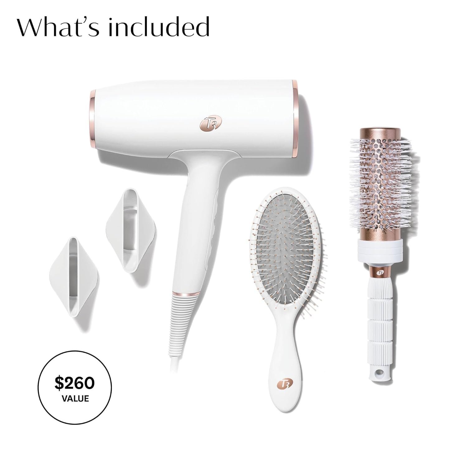 T3 AireLuxe Professional Ionic Hair Dryer and Brush Set, with 5 Heat and 3 Speed Settings, Ion Generator, Cool Shot, Includes Paddle Brush and 2.5" Round Brush - Image 2