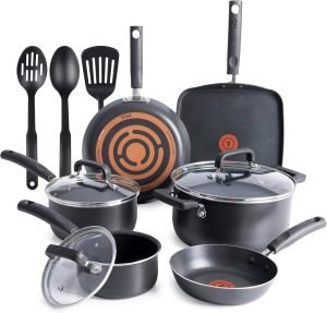 T-fal Signature Nonstick Cookware Set 12 Piece, Oven Broiler Safe 350F, Pots and Pans, Kit...