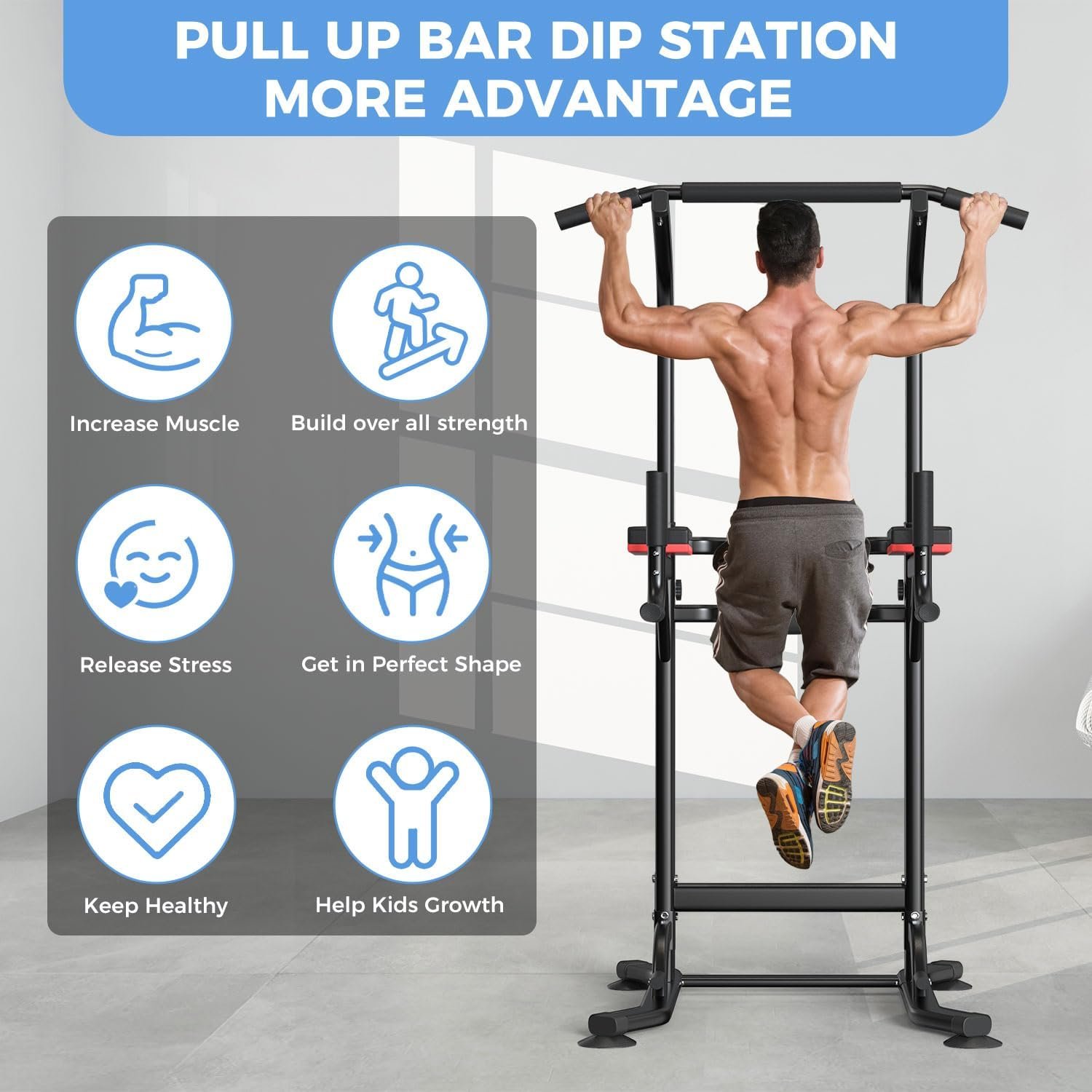 ZENOVA Pull Up Bar Dip Station Multi-Function Strength Training Equipment for Men Women Muscle Building 330/500 LBS Weight Capacity - Image 2