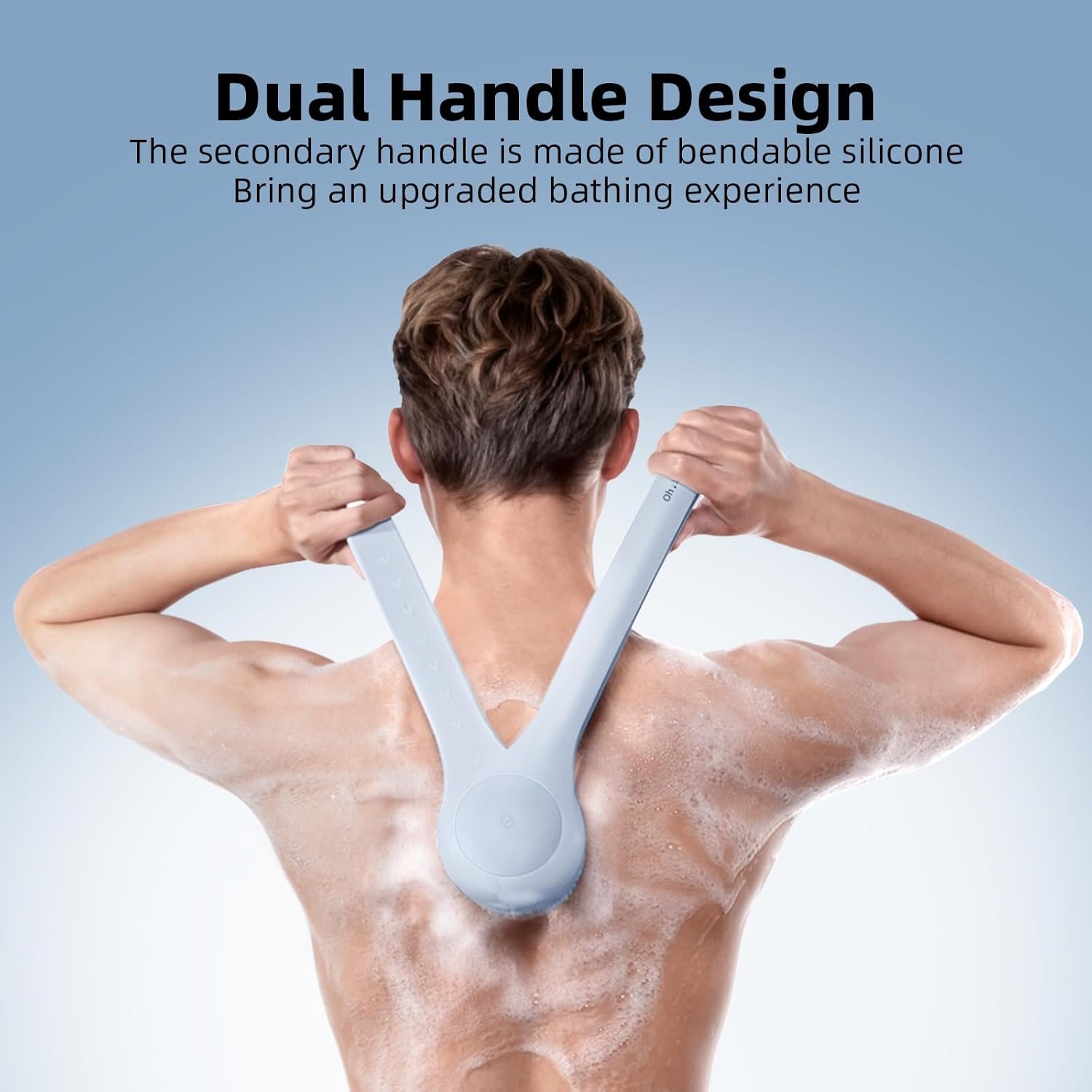 Electric Body Brush Back Scrubber for Shower, Waterproof Long Dual Handle Power Body Scrubber with 3 Heads, Rechargeable Bath Brush & 2 Speeds, for Cleansing, Exfoliating and Massaging Skin - Image 3