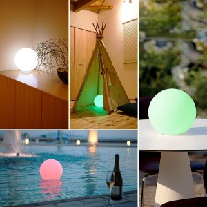 Mr.Go 10″ Ultra-Fun Waterproof RGB Color-Changing LED Ball Light Orb Globe Lamp, Dim...