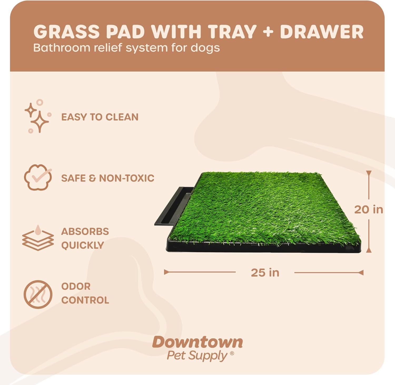Downtown Pet Supply Dog Grass Pad with Tray, 20 x 25 w/Drawer - Outdoor and Indoor Potty System for Dogs with Replaceable Synthetic Grass Pee Turf - Portable and Waterproof Turf Dog Potty - Image 2