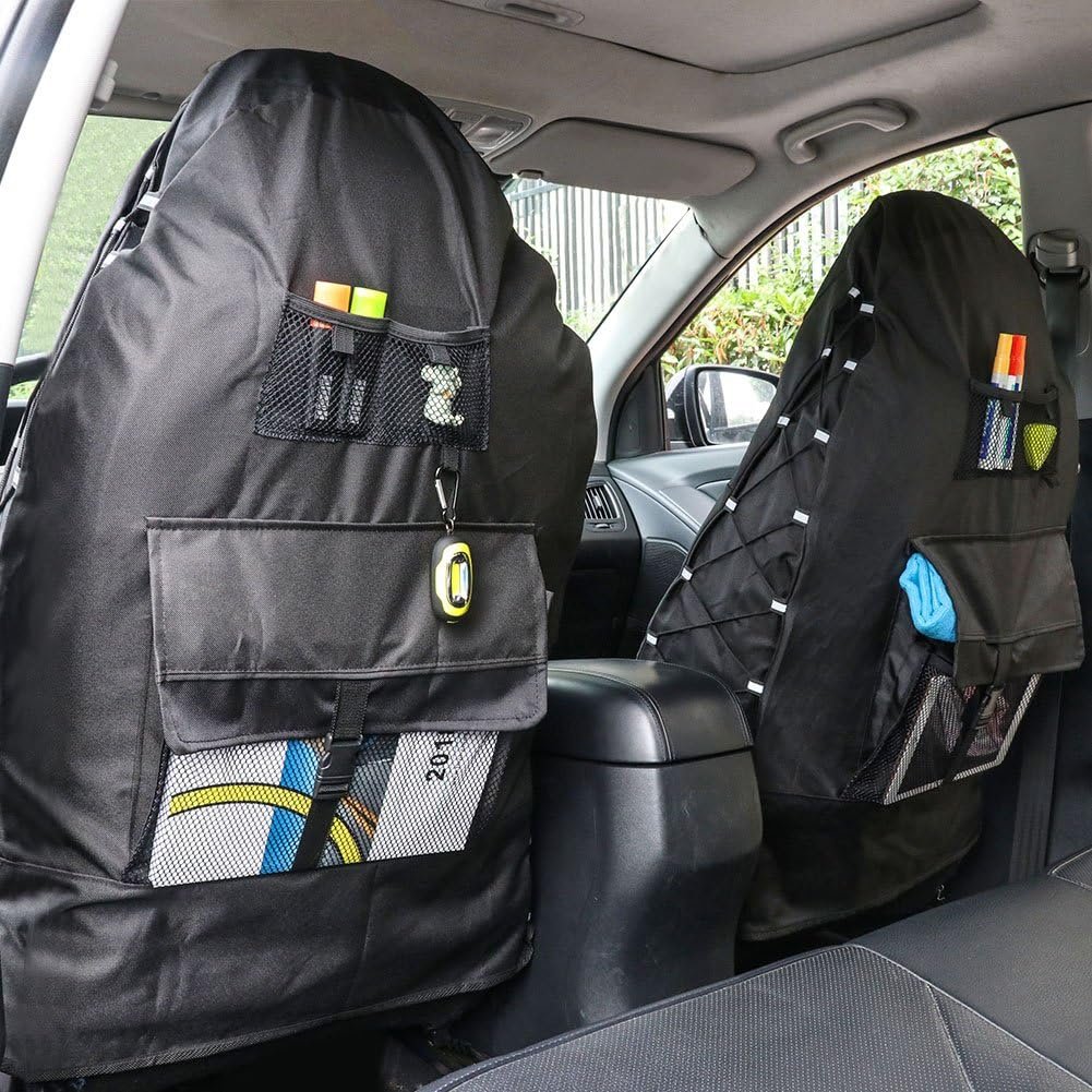 TIROL Waterproof Front Seat Covers High Back Seat Cover Bucket Seat Covers with Multi-Pockets for Semi Truck Cars Van SUV Pickup (Pack of 2) - Image 3