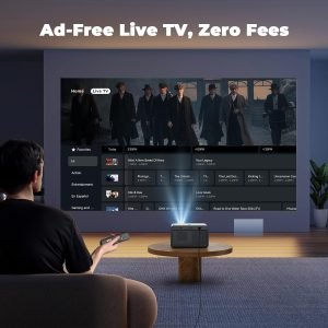 Projector with WiFi and Bluetooth: [1400 ANSI/Ai Auto Focus/800+ Apps/Auto 4P Keystone/Compatible with Netflix] Outdoor-Projector, 1080P Smart-Portable-Mini-Movie-Projector,Lisowod L03Pro with Live TV