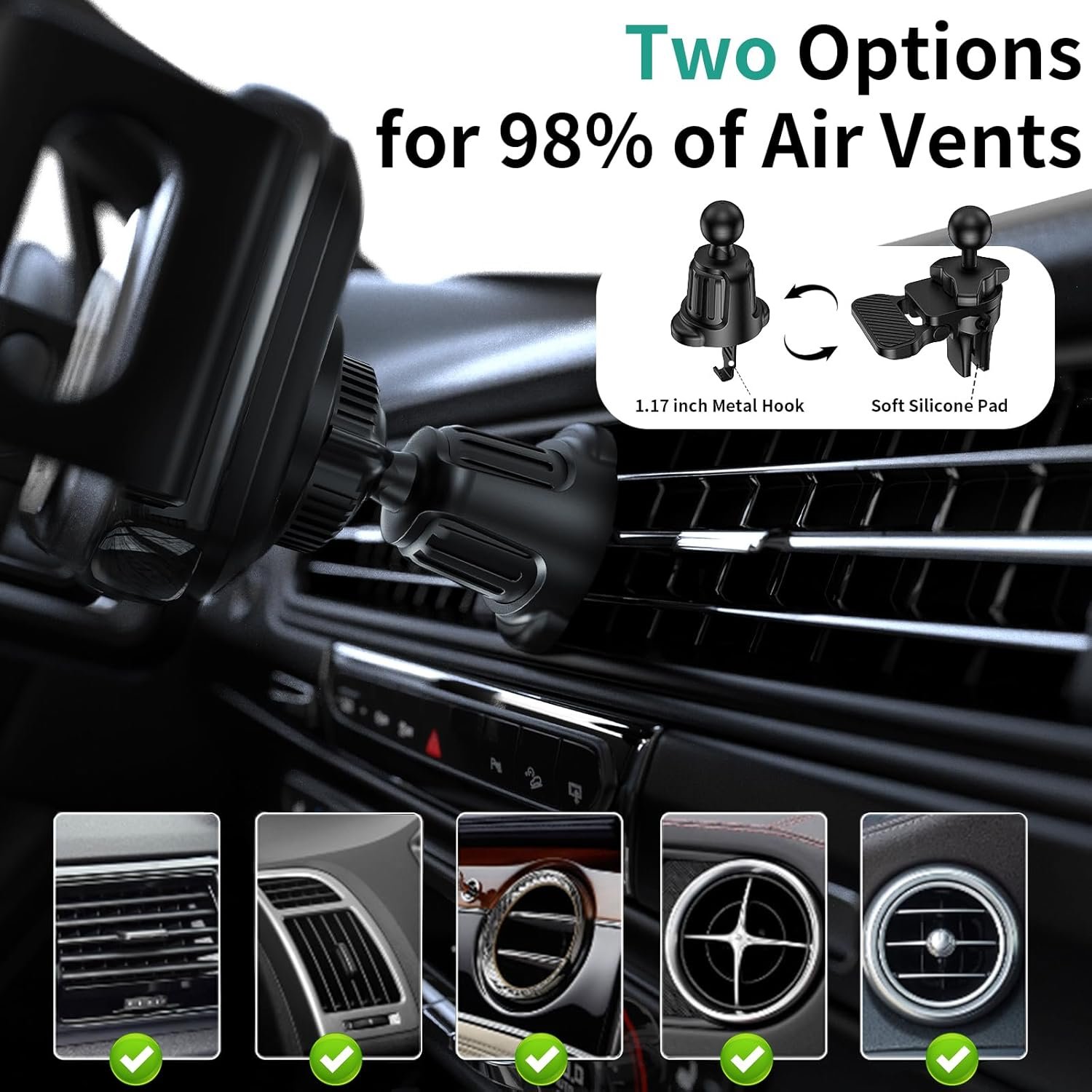 Wireless Car Charger Mount, 15W Dual Coil One-Touch Rotatable Car Phone Holder Wireless Charger for Samsung Galaxy Z Fold 7/6/5/4/3/2, Z Flip, S25/S24/S23/S22, iPhone, Car Charger Included - Image 6