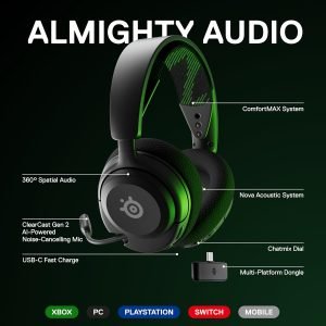 SteelSeries Arctis Nova 4X Wireless Multi-Platform Gaming Headset — 360° Spatial Audio — 2.4GHz High-Speed Wireless — 36 Hr Battery — USB-C — ClearCast Gen 2 Mic — Xbox Series X|S, PC, PS5, Switch