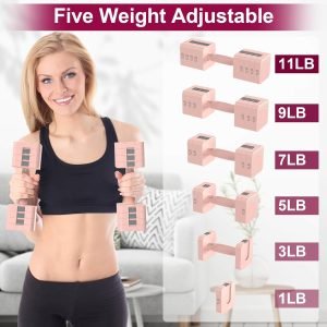 22LBS Adjustable Dumbbells Set, Hand Weights Sets with 5 Levels 3lb, 5lb, 7lb, 9lb, 11lb, Adjustable Weight Dumbbells for Women/Men Home Gym Full Body Workout