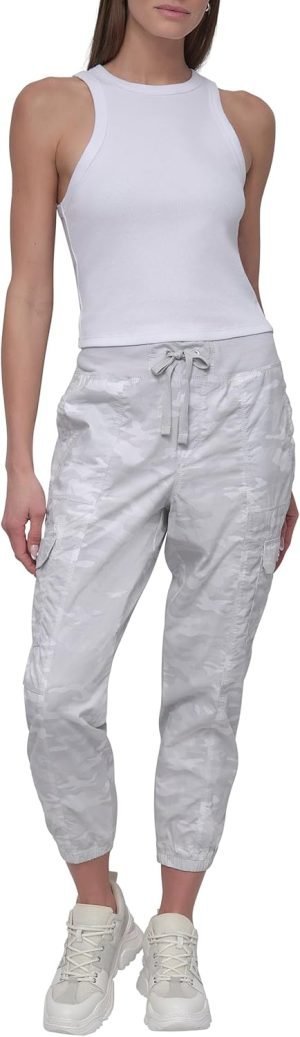 DKNY Women’s Twill Drawcord Cargo Jogger Pants