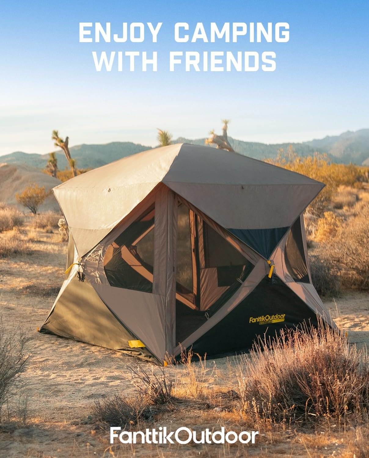 FanttikOutdoor Alpha C4 Ultra Camping Tent 4 Person Pop Up Instant Cabin Setup in 60 Seconds Portable Hub Tent with Rainfly & Windproof for Outdoor Camping & Overlanding - Image 6