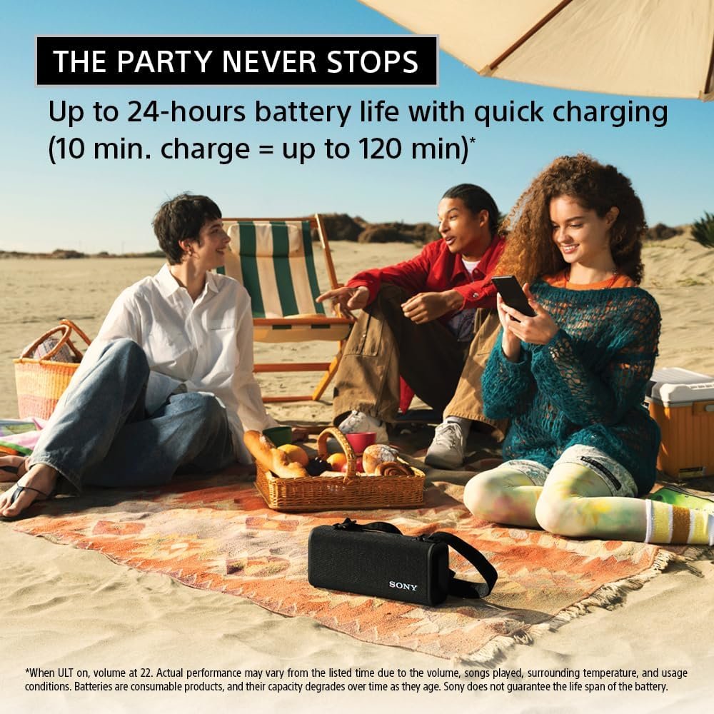 Sony ULT Field 3 Wireless Portable Bluetooth Speaker, IP67 Waterproof, Dustproof, Rustproof, and Shockproof with Enhanced Bass, 24 Hour Battery and Shoulder Strap (SRSULT30W), Off White - Image 6