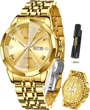 OLEVS Watches for Men Diamond Business Dress Analog Quartz Stainless Steel Waterproof Luminous Date Perfume Watch Luxury Fashion Wristwatch