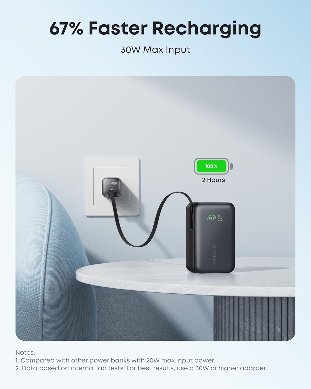 Anker Nano Portable Charger, 10,000mAh 45W Max Compact Power Bank, Travel Essential Phone Battery Pack with 2.3 ft InstaCord Retractable Cable for iPhone 17/16 Series, iPad, Galaxy, Pixel, and More - Image 7