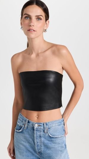 Susana Monaco Women’s Faux Leather Crop Tube Top