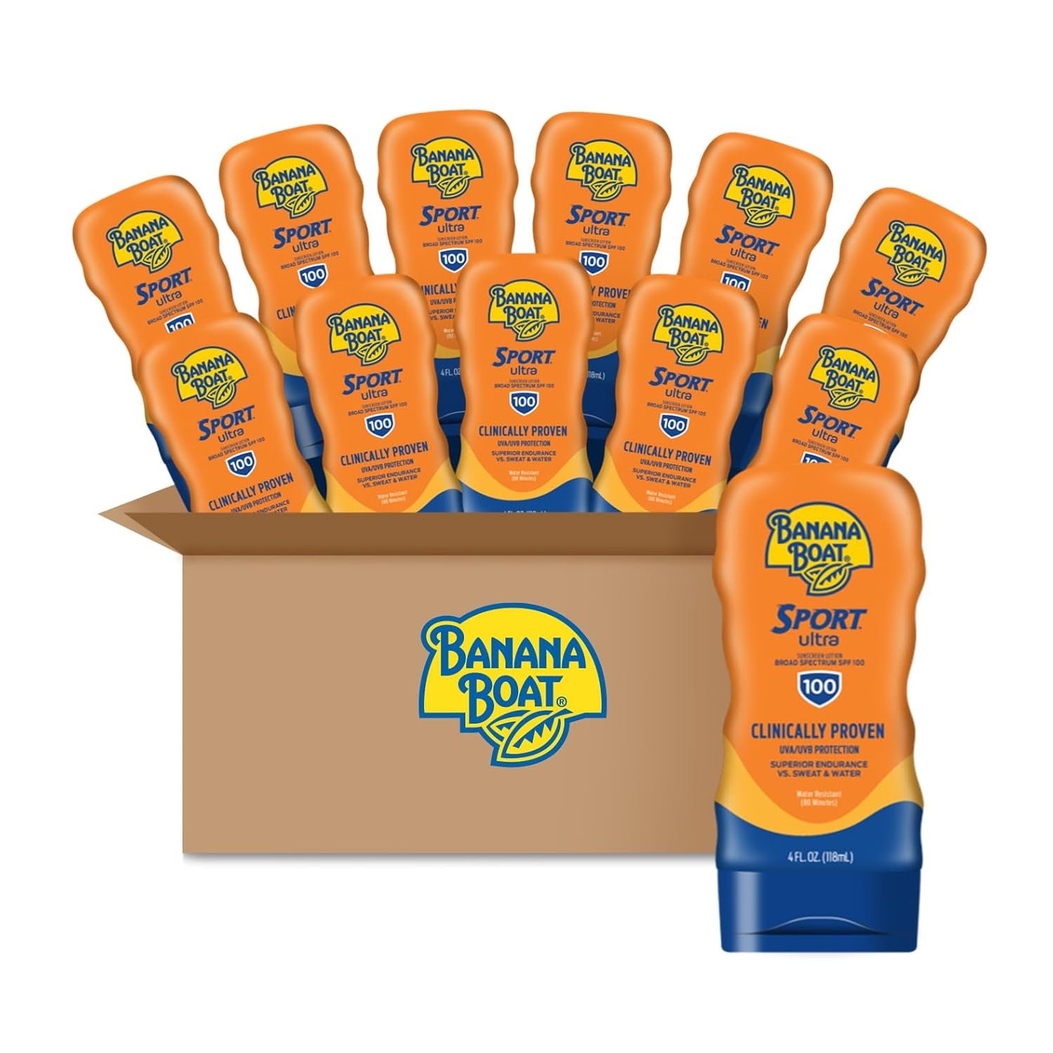 Banana Boat Sport SPF 100 Sunscreen Lotion Case | Lotion Sunscreen SPF 100, Sunblock, 4oz each (Pack of 12)