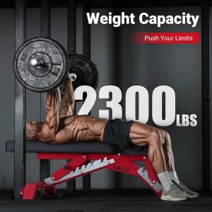 YOLEO Commercial Adjustable Weight Bench – MAX 2300LBS Heavy Duty Workout Bench for Home Gym, Decline/Flat/Incline Bench Press 2.4″ Thick Pad (6-Step Assembly)