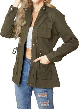 sexycherry Casual Jackets for Women Long Sleeve Lightweight Outwear Bomber Coats with Pock...
