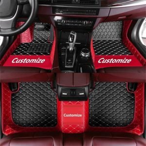 Custom Car Floor Mats Fit 96% Sedan SUV Sports Car, Full Coverage All Weather Protection Anti-Slip Diamond Leather for Men Women car Interior Accessories Carpet (Black+Red)