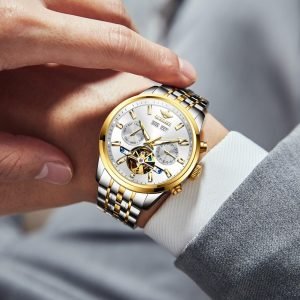 OLEVS Mens Watches Stylish Chronograph Waterproof Luminous Silicon Strap Multifunction Watches for Men Business White Men Wrist Watch