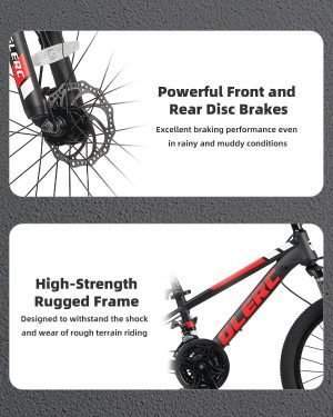 Glerc 20 24 Inch Kids Bike, Kids Mountain Bike for Boys and Girls Ages 6-14, 21-Speed Skyline Bicycle with Front Suspension and Disc Brakes, Multiple Colors