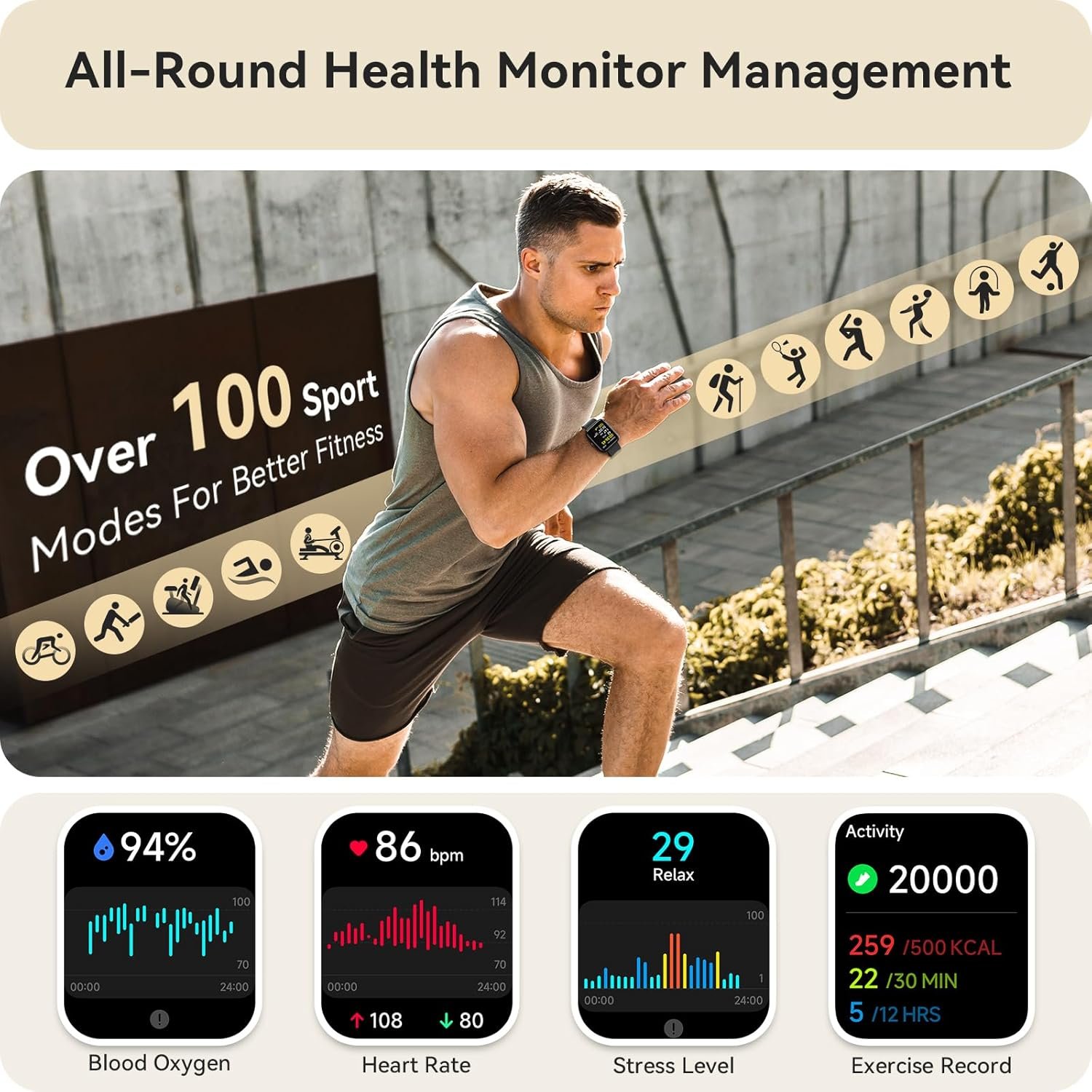 Smart Watch for Women Men, Smartwatch for iPhone & Android Bluetooth (Answer/Call) Built-in Alexa, 1.91" HD Fitness Tracker with 105+ Sport Modes, IP68 Waterproof, Sleep/Heart Rate/SpO2/Stress Monitor - Image 3