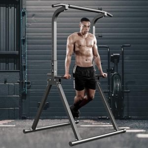 Foldable Pull Up Bar Free Standing Multi-function Power Tower Dip Bar Home Gym Strength Training Equipment 300 LBS Weight Capacity