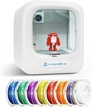 3D Printer for Kids, Beginner 3D Printer with 8 PLA Filament Set, Huge Toy Library & Modify, Wi-Fi & App Control, Create STEM Toys, High Precision, W/ 15+ Mini 3D Design Module, X-Maker Joy