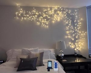 2PCS Enchanted Willow Vine Lights with Remote, Christmas Swags Decorations Indoor Room Decor, 18 Branches 144 LEDs 7.5FT Lighted Willow Vine Lights for Walls Bedroom Home Decor, White