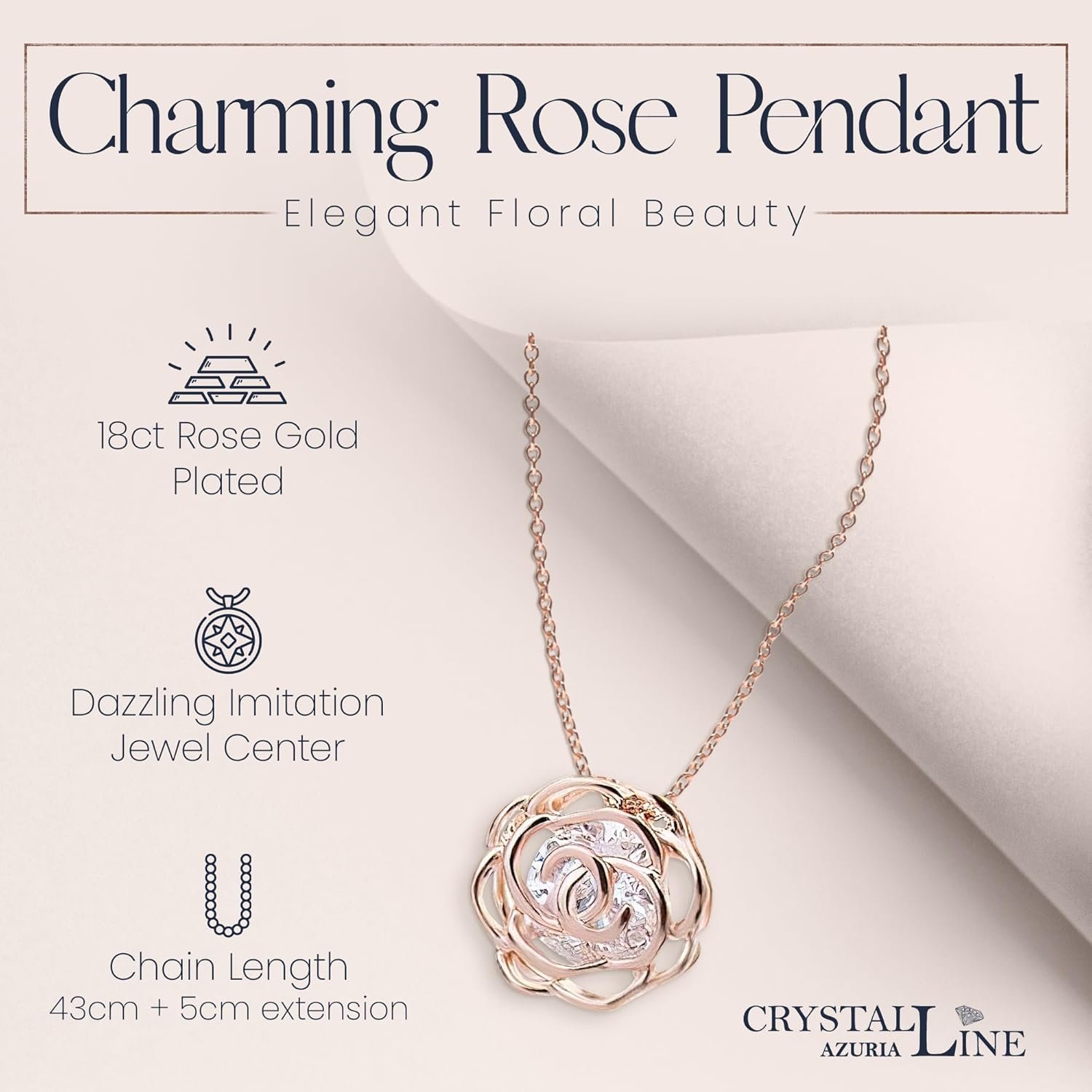Crystalline Azuria Women 18K Gold Plated White Crystal Roses Flower Set Necklace Earrings Bracelet for Women Wedding Party Bridal Bridesmaid Accessories - Image 4