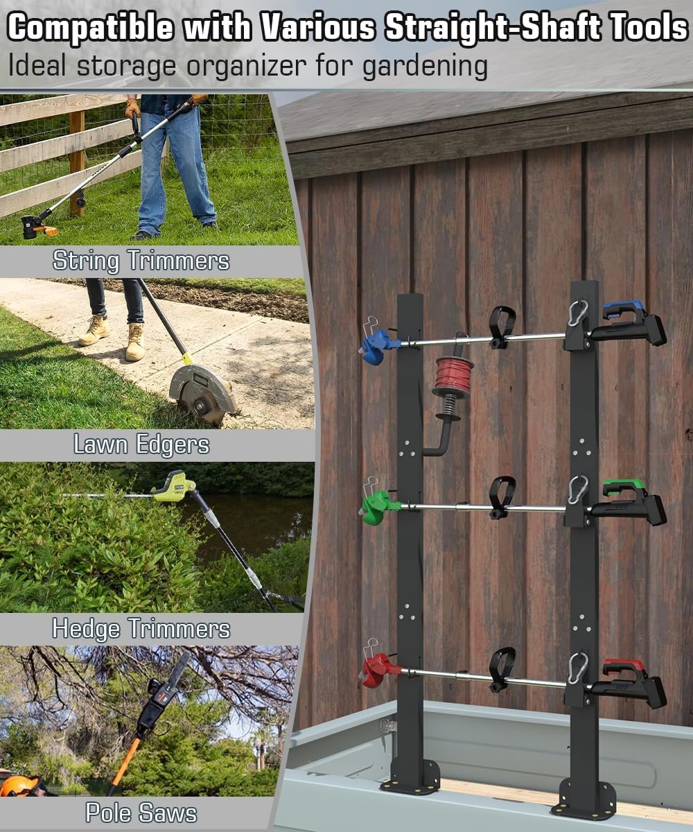 Koutemie 3 Place Weed Eater Rack for Open Trailer, Weedeater Rack with Lockable Hasp Mount on Landscape Trailer Truck, Enclosed Trimmer Rack Carrier with Trim Line Holder for Yard Lawn Tools Equipment - Image 6
