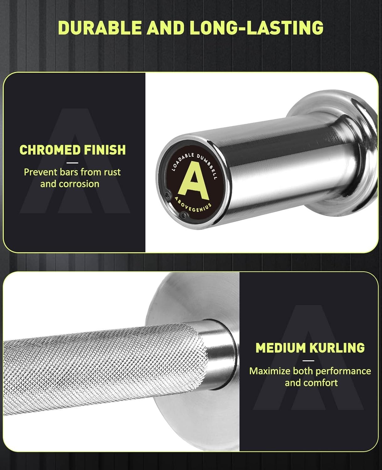 Pair of 16" Olympic Dumbbell Handles, Loadable Dumbbell Bars for 2-inch Olympic Weight Plates Great for Home Gym Strength Training, Weight Bars with 2 Pair of Spring Collars - Image 4