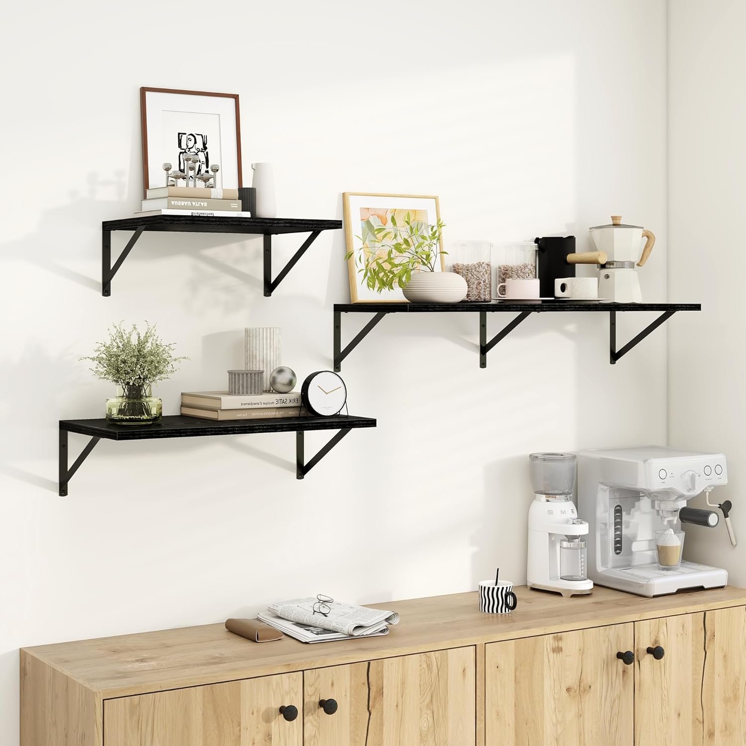 Dreamland Wall Shelves Black, Large Floating Shelf 12 * 36 inch Set of 2 Wall Shelves for Dorm, Bookshelf, Living Room, Bedroom, Bathroom - Image 4