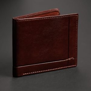 Time Resistance Leather Wallet – Italian Handmade Minimalist Billfold for Cards and Cash – Slim Full-Grain Leather Wallet (Brown)