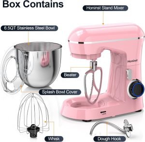 Stand Mixer, 6.5QT 10-Speed Tilt-Head Electric Stand Mixer, 3-In-1 Kitchen Mixer with Bowl...