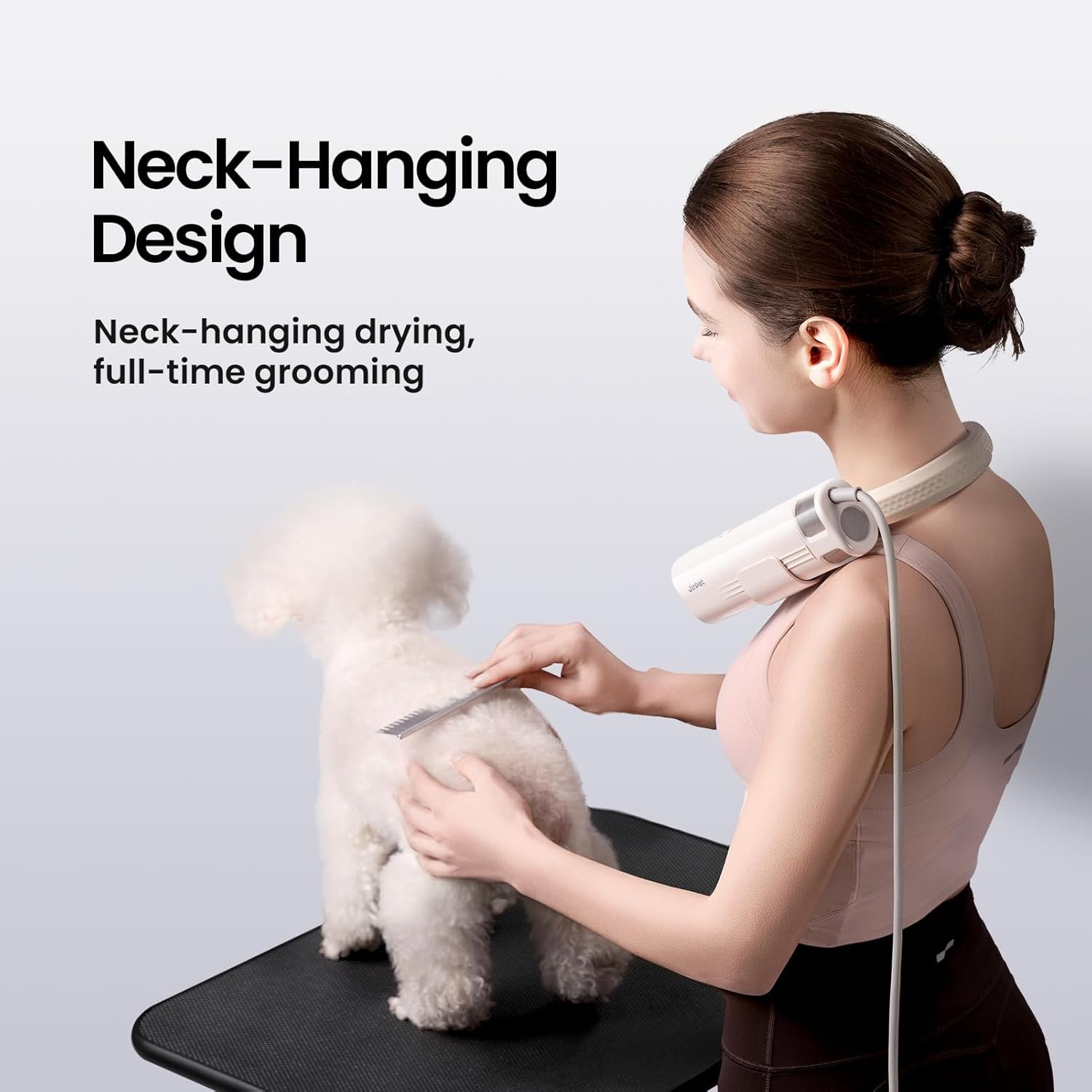 JirPet Pet Neck Dryer, Professional Dog Dryer for Pet Grooming, Hands-Free Dog Blow Dryer with Neck Hanging, Dog Hair Dryer with 3 Speeds & 4 Temp, Portable High Velocity Pet Dryer for Grooming Salon - Image 2