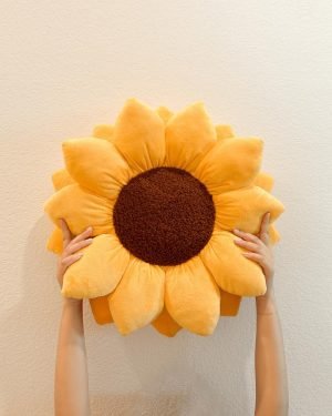 Green Philosophy Co. Flower Pillow, 3D Sunflower Shaped Decorative Throw Pillow – Soft Plush Cushion for Bed and Couch, Cute Boho & Cottagecore Home Decor Accent, Golden Yellow