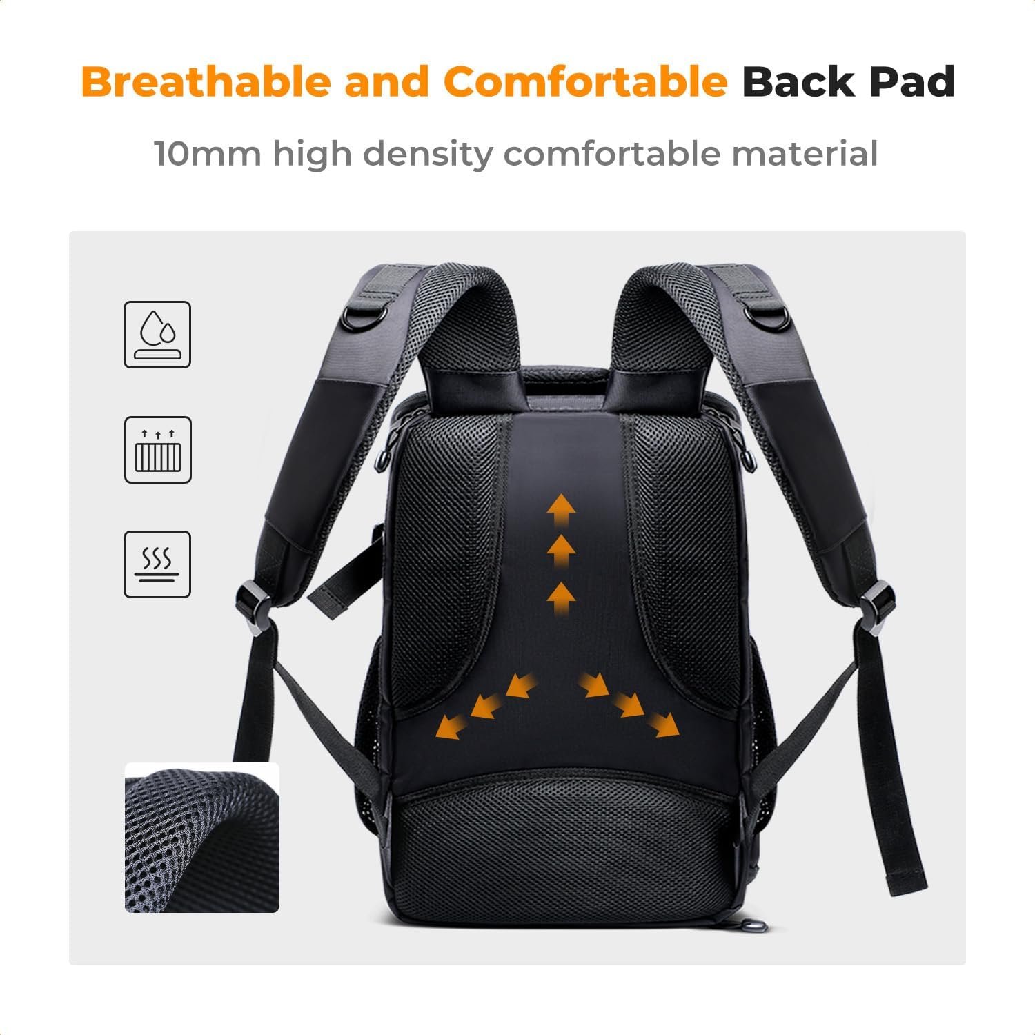 K&F CONCEPT Camera Backpack,25L Large Capacity Camera Bag for Photographers with Raincover and 15.6 Inch Laptop Compartment Compatible for Canon/Nikon/Sony/DJI Mavic Drone - Image 4