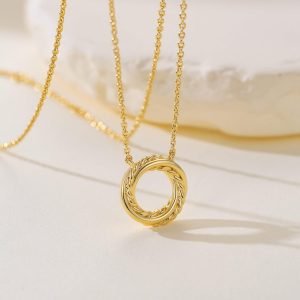 14K Gold Necklaces for Women Gold Pendant Necklaces for Women Knot Necklace Round Braided ...
