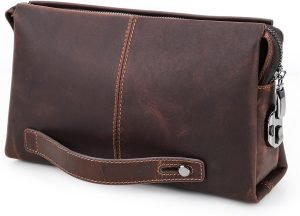 Leather Men Clutch Purse Bag, Mens Business Code Lock Wallet Anti Theft Clutch Purse Phone Holder Handbag Travel Bag