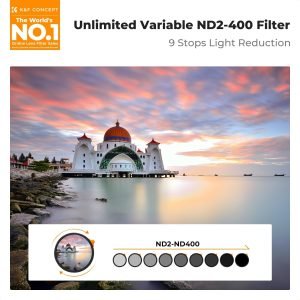 K&F CONCEPT 67mm Putter Variable ND Filter ND2-ND400 (1-9 Stops) 28 Multi-Layer Coatings Import AGC Glass Adjustable Neutral Density Filter for Camera Lens (Nano-X Series)