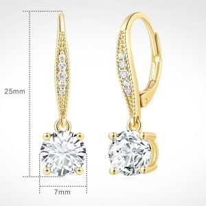 Cossa Dangle Earrings 14K Gold Drop Earrings for Women Dangle Stylish Leverback Earring with Cubic Zirconia Drop Earring A Must-have Fashion Accessory