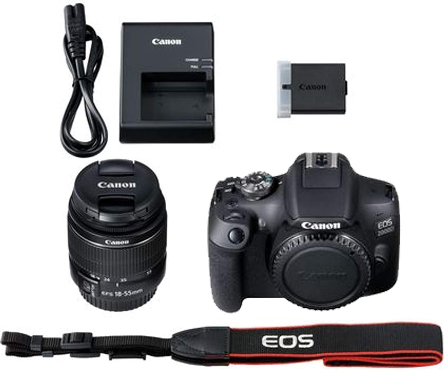Canon EOS 2000D / Rebel T7 DSLR Camera w/EF-S 18-55mm F/3.5-5.6 Zoom Lens + 64GB Memory, LED Video Light, Case, Gripster Tripod, and More (Essential Bundle) (Renewed) - Image 8