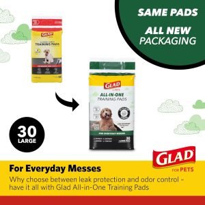 Glad for Pets Black Charcoal Puppy Pads – Super Absorbent Disposable Dog Pee Pad, Potty Training, Dog Crate and Indoor Use 23″ x 23″ – 30 Count – 6 Pack