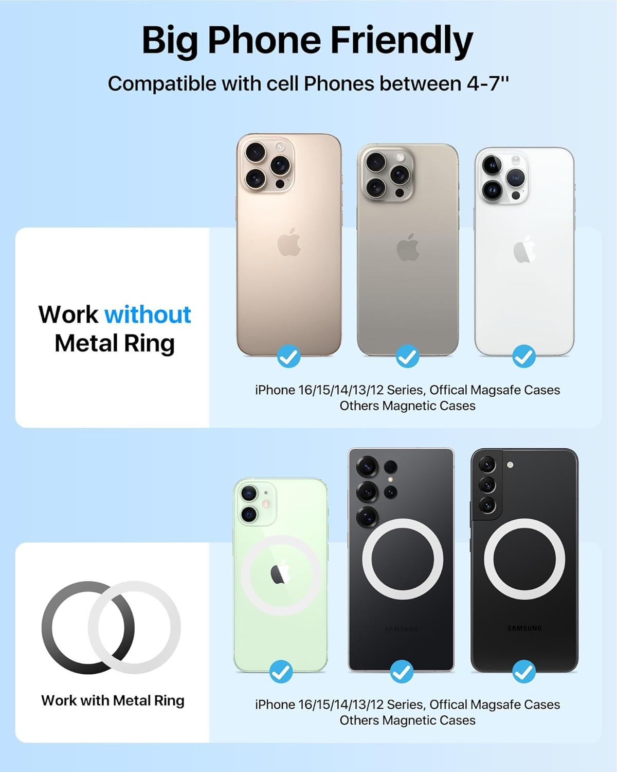 【True Military-Grade】andobil 3 in1 Magnetic Phone Holder for Car Dashboard Windshield Vent 【Upgrade Suction & Strongest Magnet】Retractable for MagSafe Car Mount for iPhone 17 16 15 14 Pro Max Sumsung - Image 7