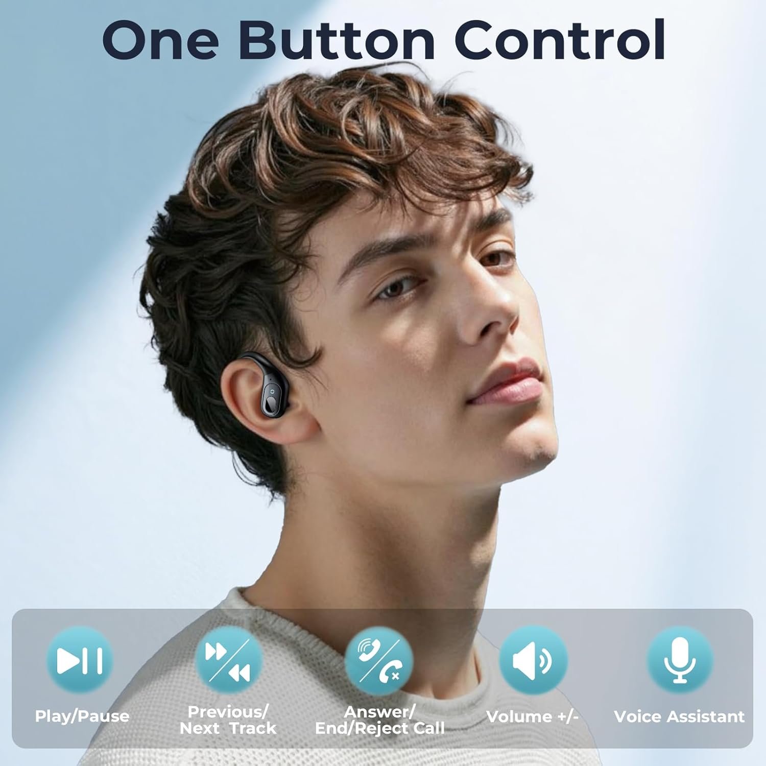 occiam Active Noise Cancelling Ear Buds Wireless Earbuds Bluetooth Headphones with 90Hrs Playback Stereo Bass Over-Ear Hooks IPX7 Waterproof Earphones for Sports Gym Running Workout Black - Image 7