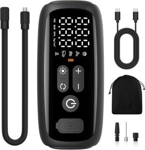 Tire Inflator Portable Air Compressor, 28 Cylinders 12V Air Compressor, 140W Auto Shut-Off with LED Light 150psi Pump, Portable Air Compressor for Car Tires, Bicycle, Moto, Ball etc.