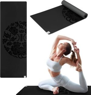 Gaiam Dry-Grip Yoga Mat – 5mm Thick Non-Slip Exercise & Fitness Mat for Standard or Hot Yoga, Pilates and Floor Workouts – Cushioned Support, Non-Slip Coat – 68 x 24 Inches