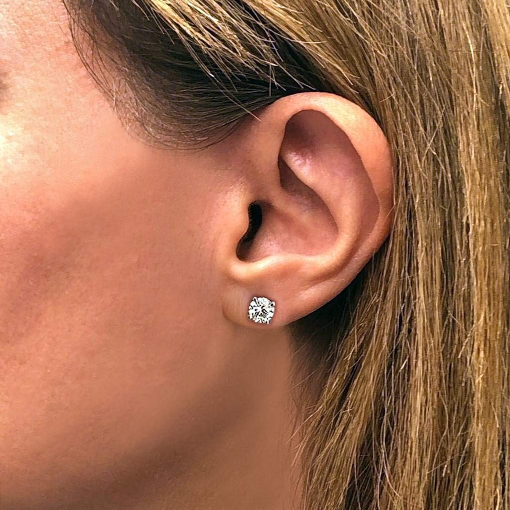 IGI Certified 1 to 10 Carat D-E Color and VS1-VS2 Clarity Lab Grown Diamond Stud Earrings for Women I 14k White Gold Earrings for Her I Secure Screw Back Made in USA by Beverly Hills Jewelers - Image 4