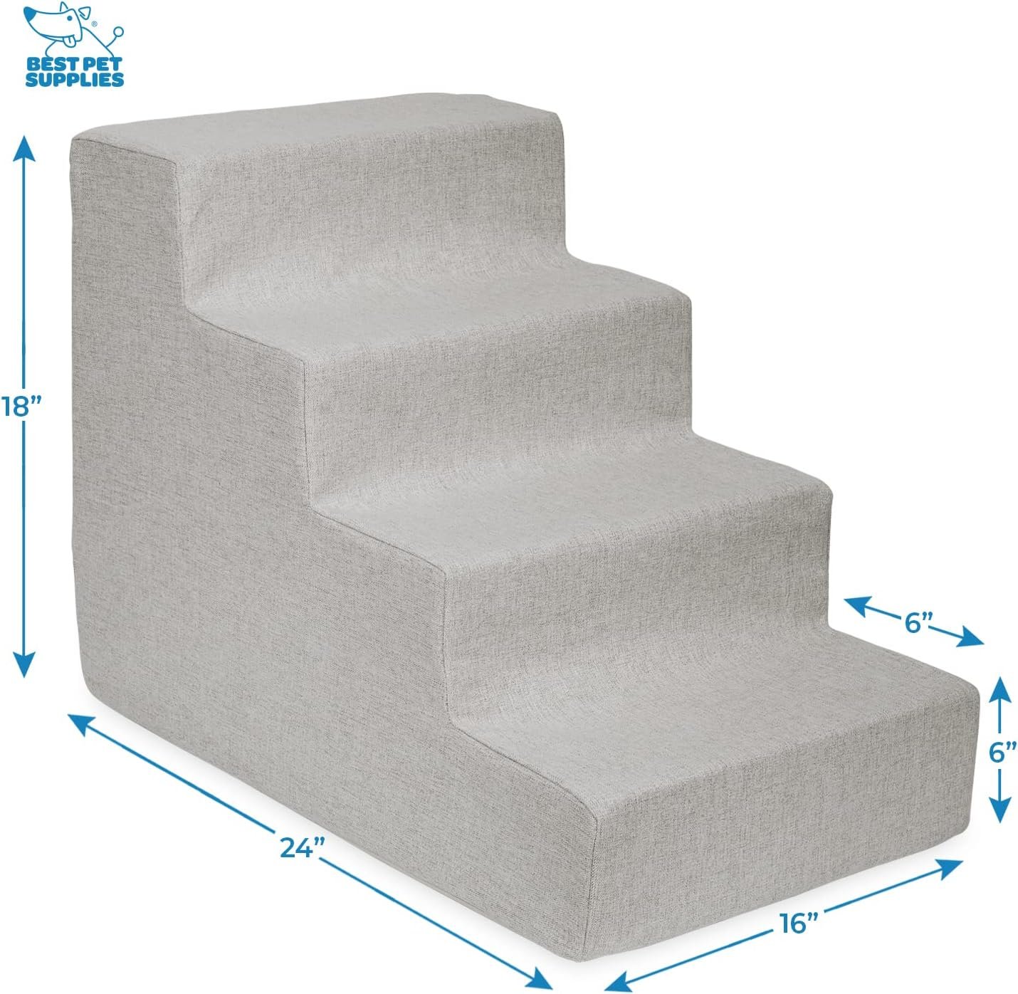 Best Pet Supplies Dog Stairs for Small Dogs & Cats, Foam Pet Steps Portable Ramp for Couch Sofa and High Bed Non-Slip Balanced Indoor Step Support, Paw Safe No Assembly - Sand, 4-Step - Image 2