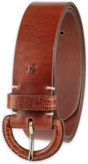 Cole Haan Women’s Leather Covered Buckle Wide Width Belt for Dresses, Jeans, Trousers