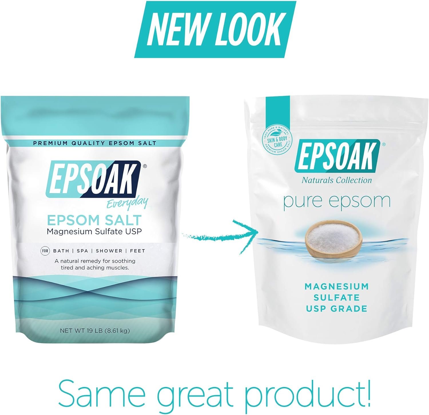 Epsoak Epsom Salt 38 lb. Magnesium Sulfate USP. (Qty. 2 x 19lb. Bags) Resealable Epsom Salt Bulk Bags Unscented, Made in The USA, Cruelty-Free Certified - Image 2